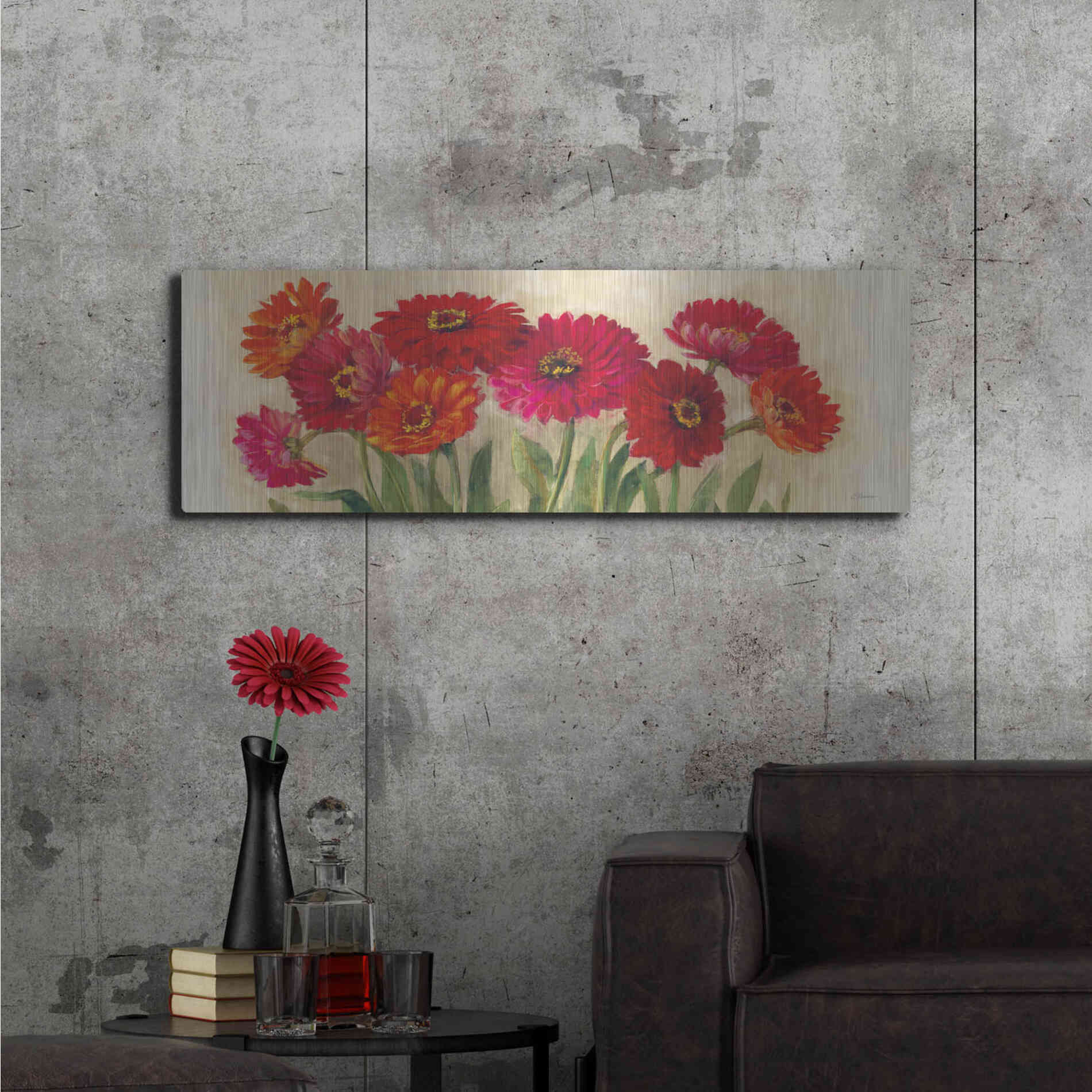 Luxe Metal Art 'Tickled Pink' by Carol Rowan, Metal Wall Art,48x16