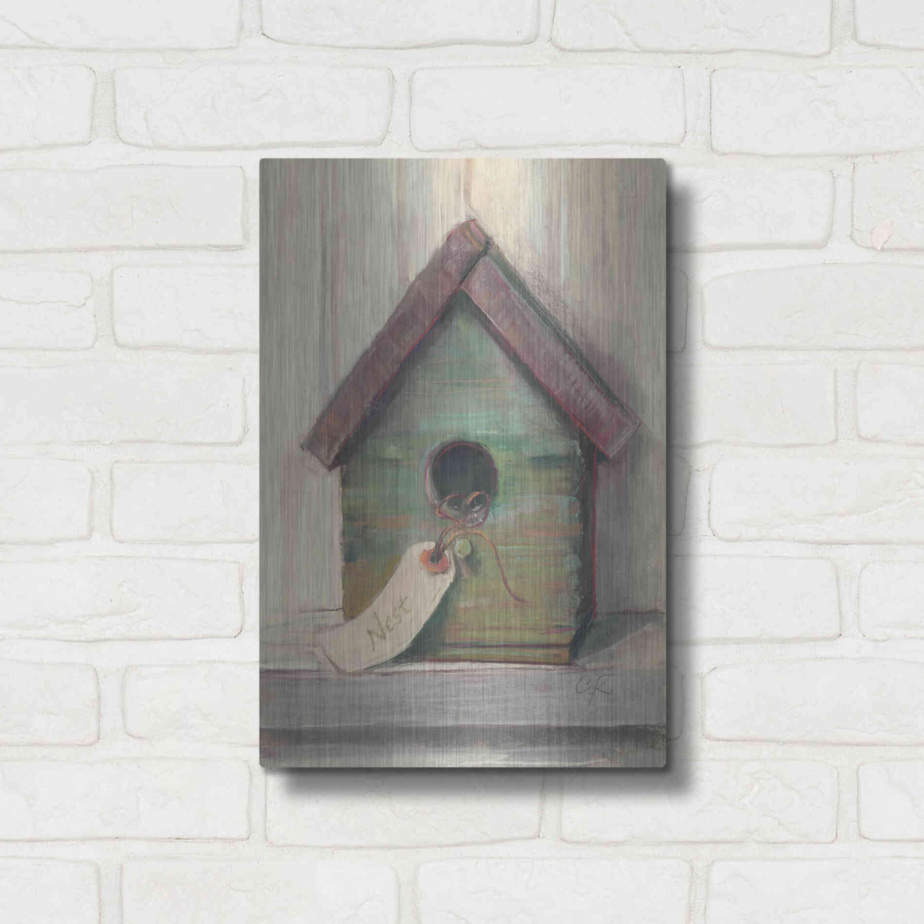 Luxe Metal Art 'Birdhouse' by Carol Rowan, Metal Wall Art,12x16