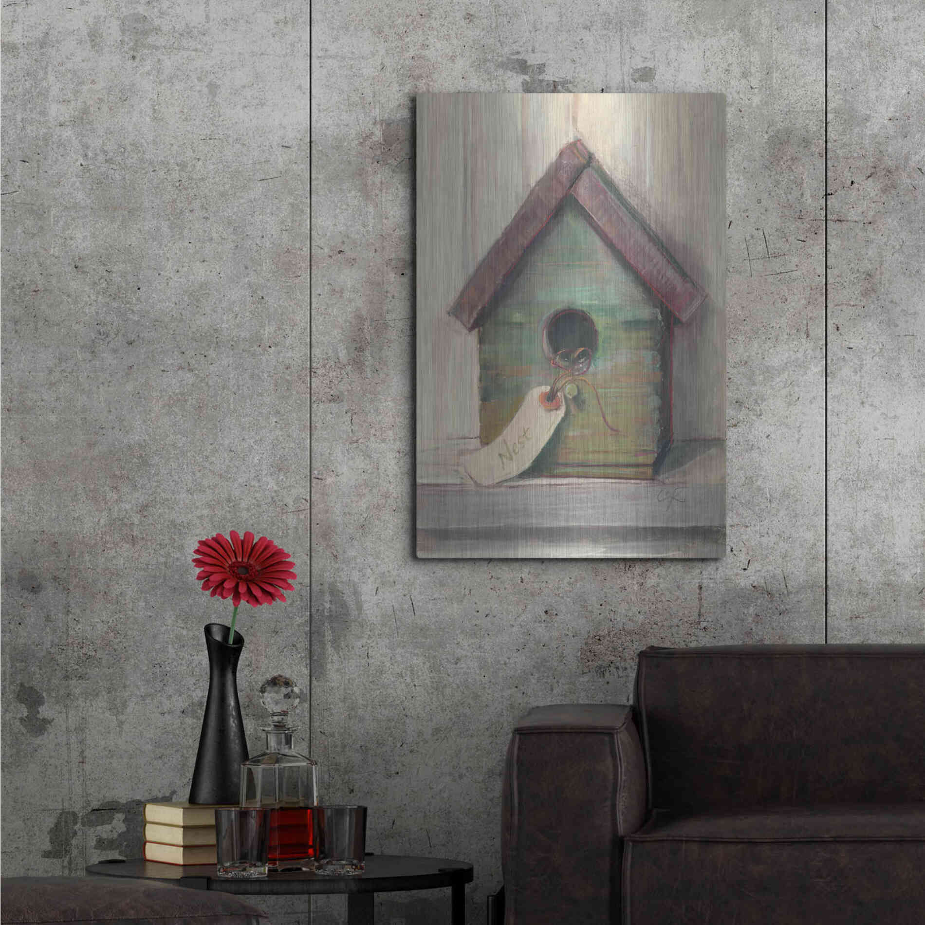 Luxe Metal Art 'Birdhouse' by Carol Rowan, Metal Wall Art,24x36