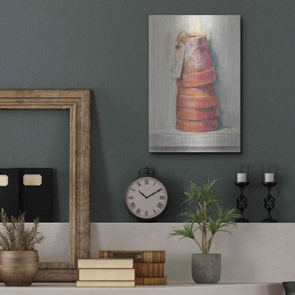 Luxe Metal Art 'Terracotta Pots' by Carol Rowan, Metal Wall Art,12x16