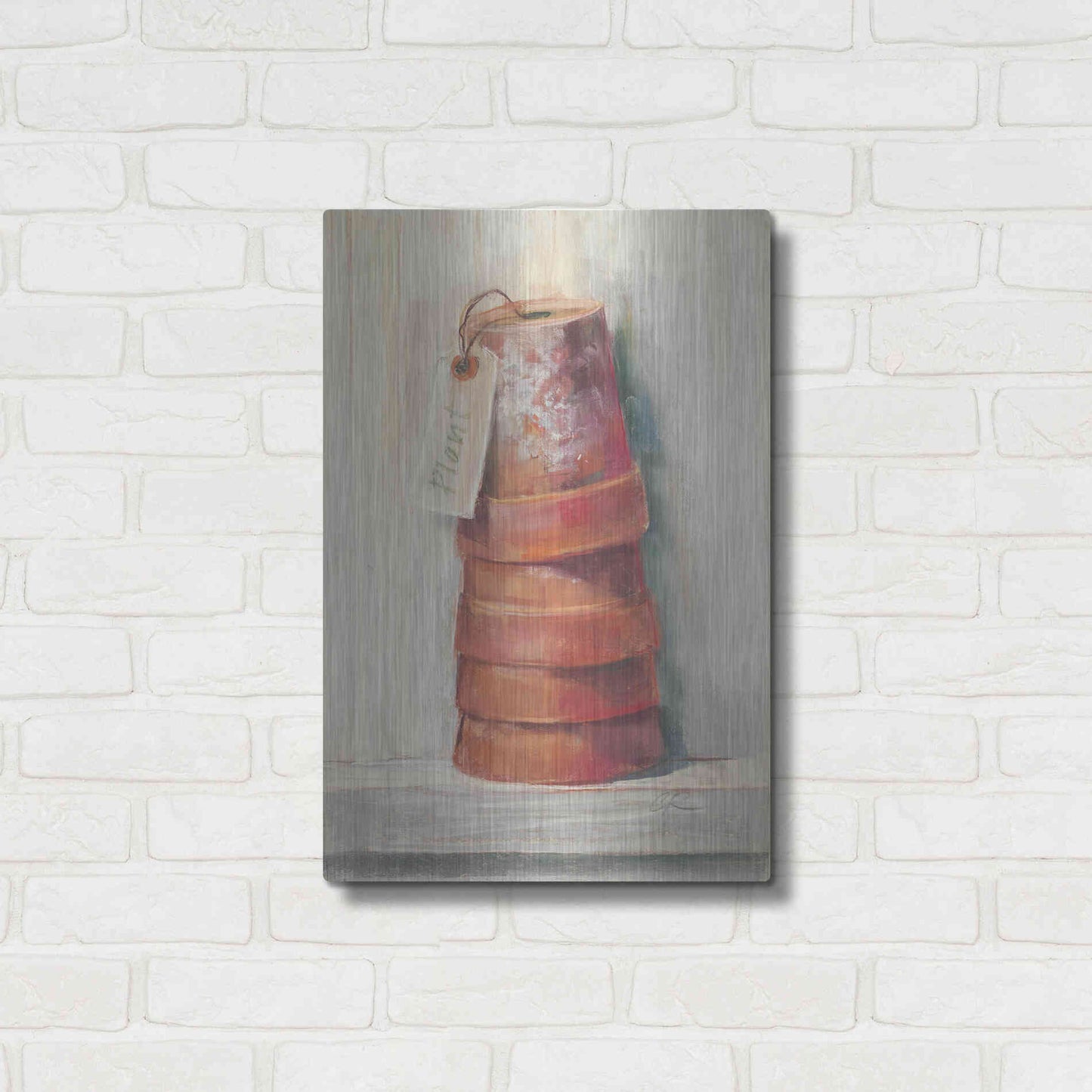 Luxe Metal Art 'Terracotta Pots' by Carol Rowan, Metal Wall Art,16x24