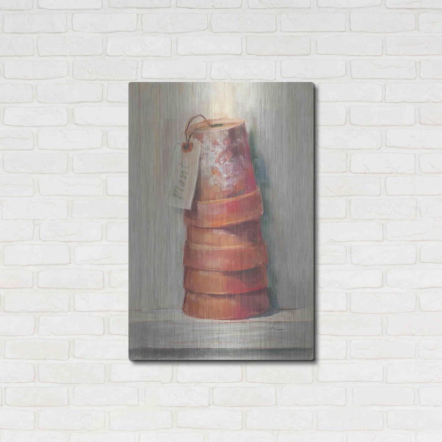 Luxe Metal Art 'Terracotta Pots' by Carol Rowan, Metal Wall Art,24x36
