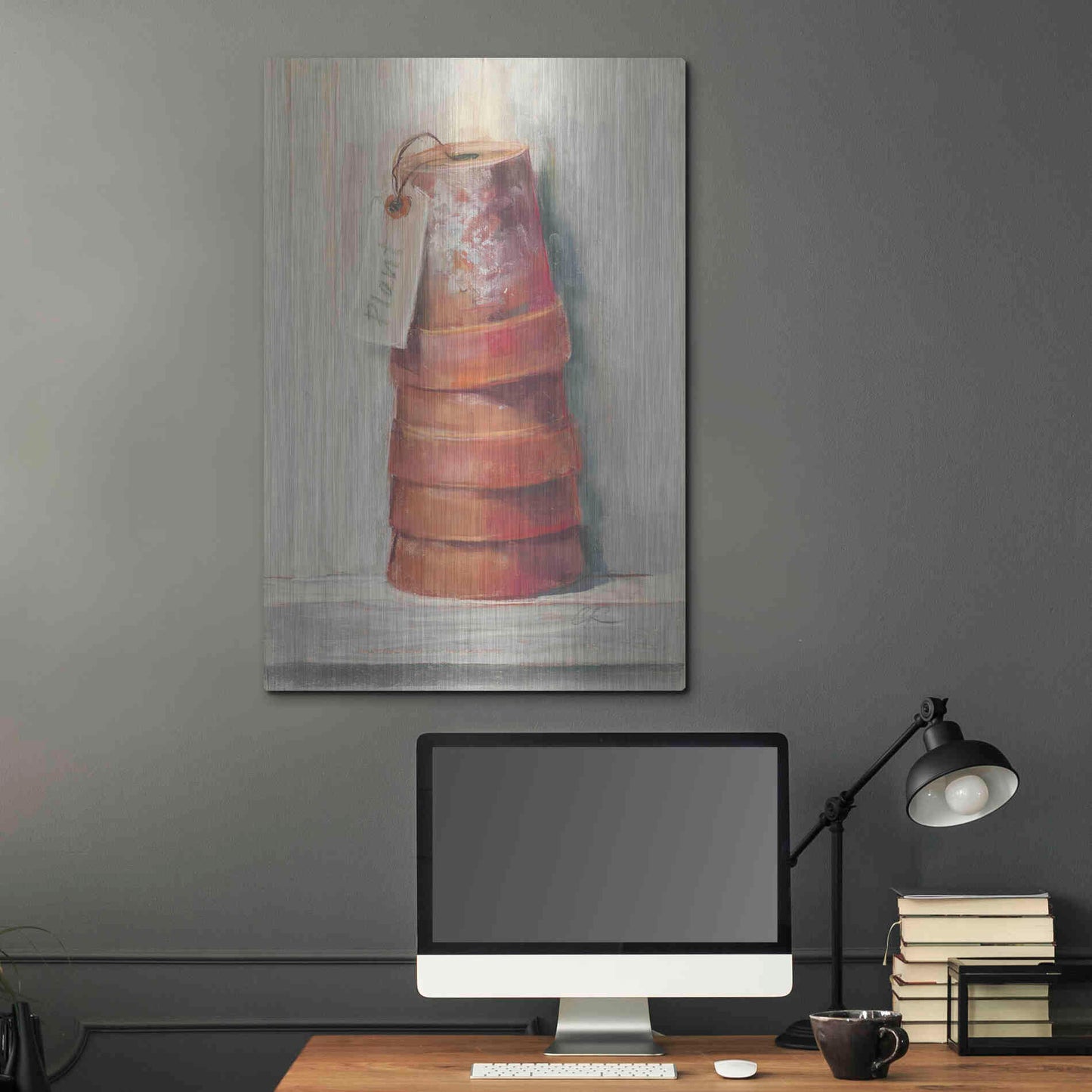 Luxe Metal Art 'Terracotta Pots' by Carol Rowan, Metal Wall Art,24x36