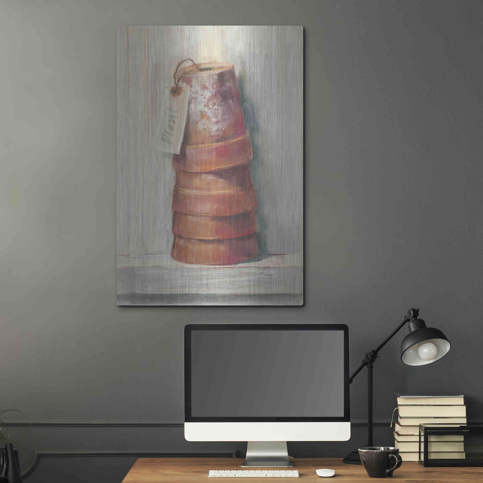 Luxe Metal Art 'Terracotta Pots' by Carol Rowan, Metal Wall Art,24x36