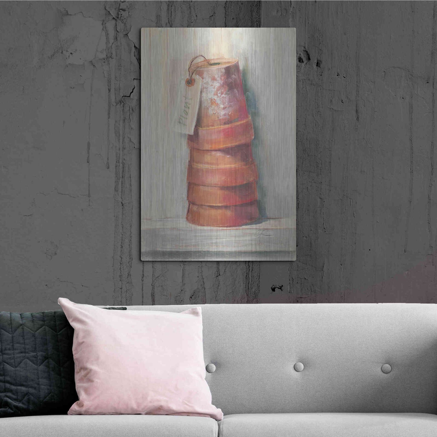 Luxe Metal Art 'Terracotta Pots' by Carol Rowan, Metal Wall Art,24x36