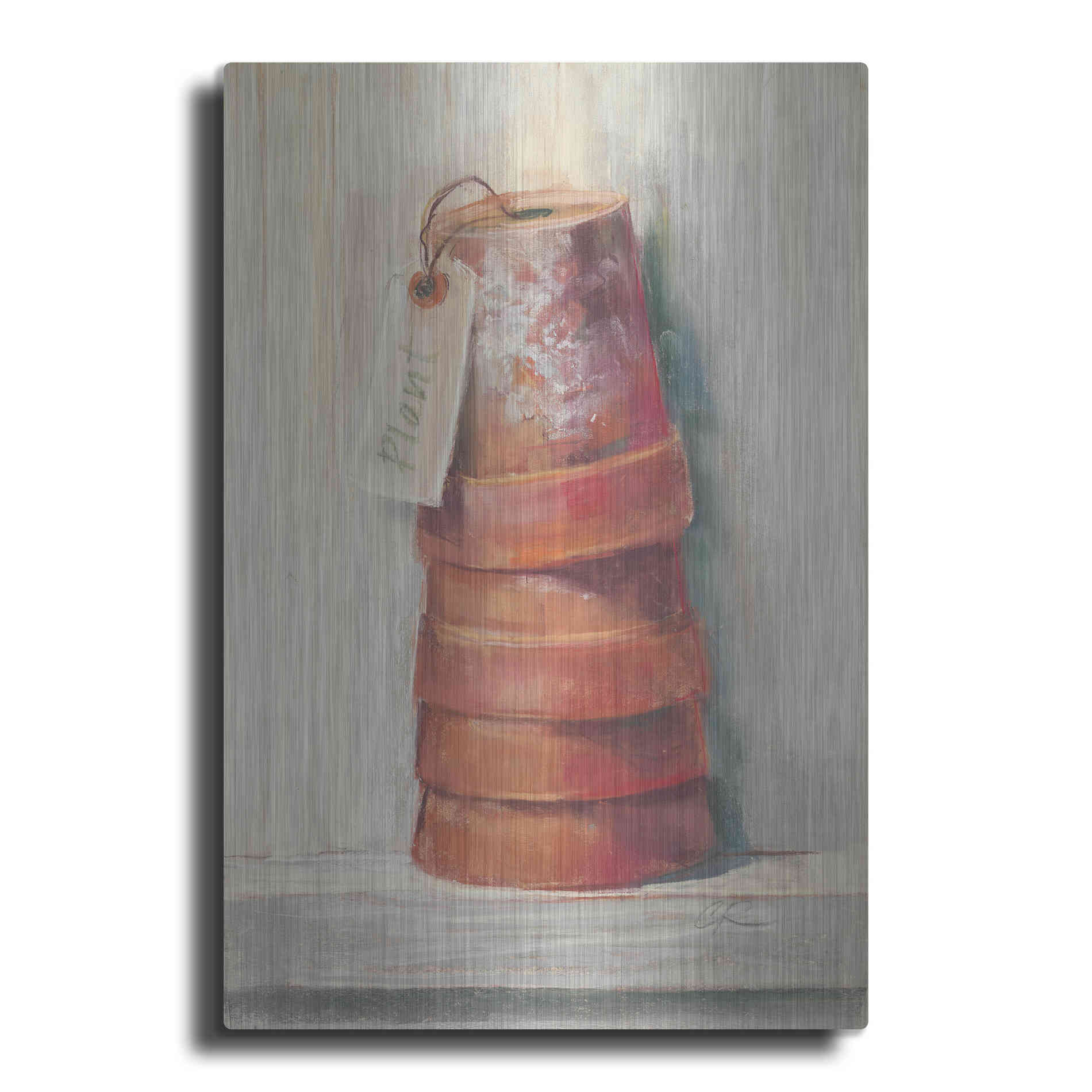 Luxe Metal Art 'Terracotta Pots' by Carol Rowan, Metal Wall Art