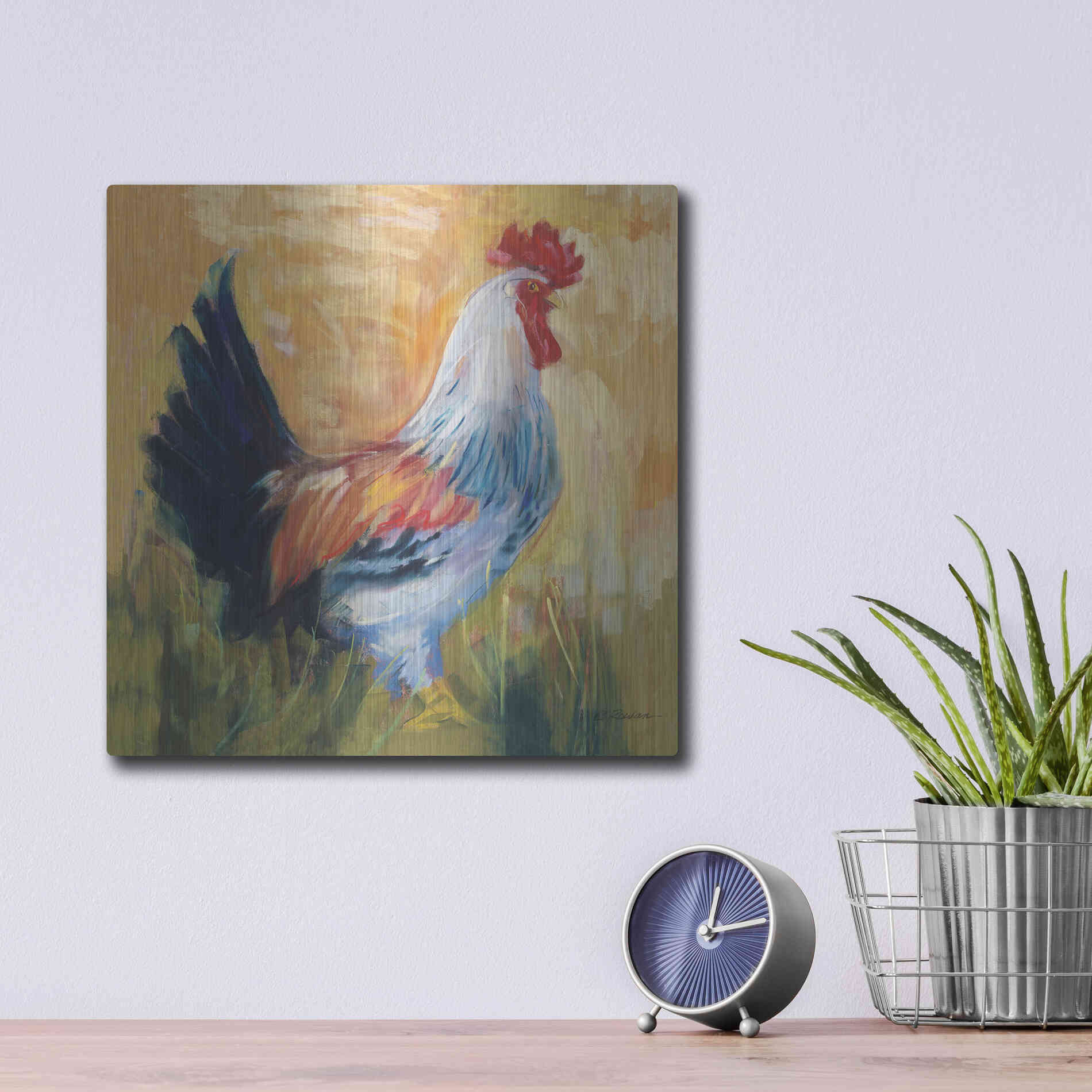 Luxe Metal Art 'Horace' by Carol Rowan, Metal Wall Art,12x12