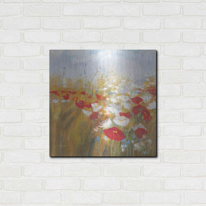 Luxe Metal Art 'Poppies And Larkspur I' by Carol Rowan, Metal Wall Art,24x24