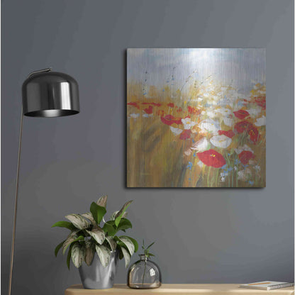 Luxe Metal Art 'Poppies And Larkspur I' by Carol Rowan, Metal Wall Art,24x24