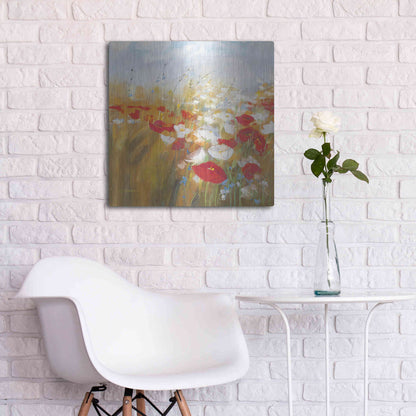 Luxe Metal Art 'Poppies And Larkspur I' by Carol Rowan, Metal Wall Art,24x24