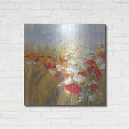 Luxe Metal Art 'Poppies And Larkspur I' by Carol Rowan, Metal Wall Art,36x36