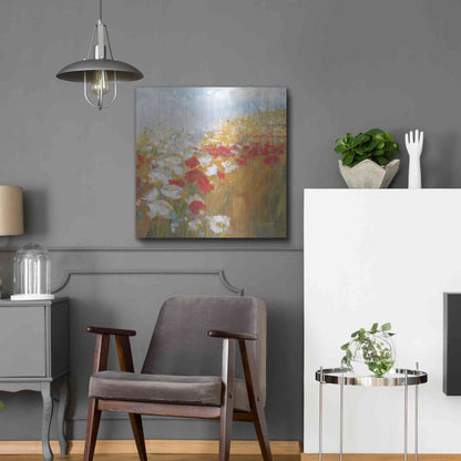 Luxe Metal Art 'Poppies And Larkspur II' by Carol Rowan, Metal Wall Art,24x24