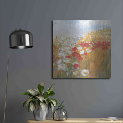 Luxe Metal Art 'Poppies And Larkspur II' by Carol Rowan, Metal Wall Art,24x24