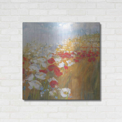 Luxe Metal Art 'Poppies And Larkspur II' by Carol Rowan, Metal Wall Art,36x36