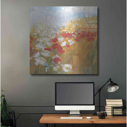 Luxe Metal Art 'Poppies And Larkspur II' by Carol Rowan, Metal Wall Art,36x36
