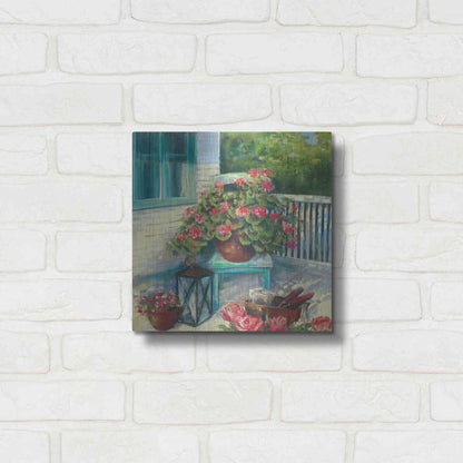 Luxe Metal Art 'Porch Geraniums' by Carol Rowan, Metal Wall Art,12x12