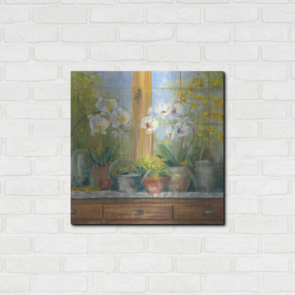 Luxe Metal Art 'Gardeners Table Orchids' by Carol Rowan, Metal Wall Art,24x24
