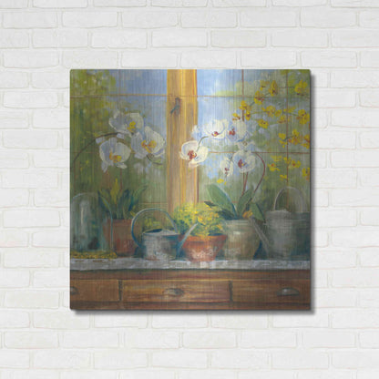 Luxe Metal Art 'Gardeners Table Orchids' by Carol Rowan, Metal Wall Art,36x36