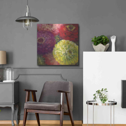 Luxe Metal Art 'Zinnia Gala I' by Carol Rowan, Metal Wall Art,24x24