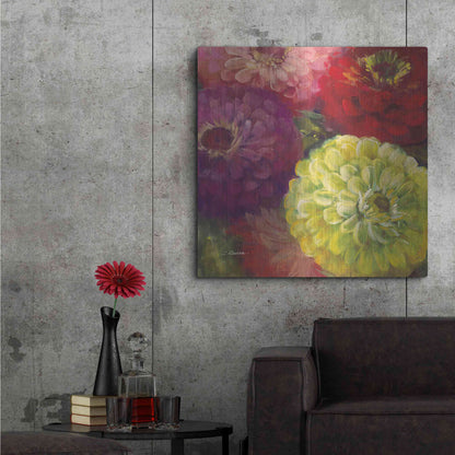 Luxe Metal Art 'Zinnia Gala I' by Carol Rowan, Metal Wall Art,36x36