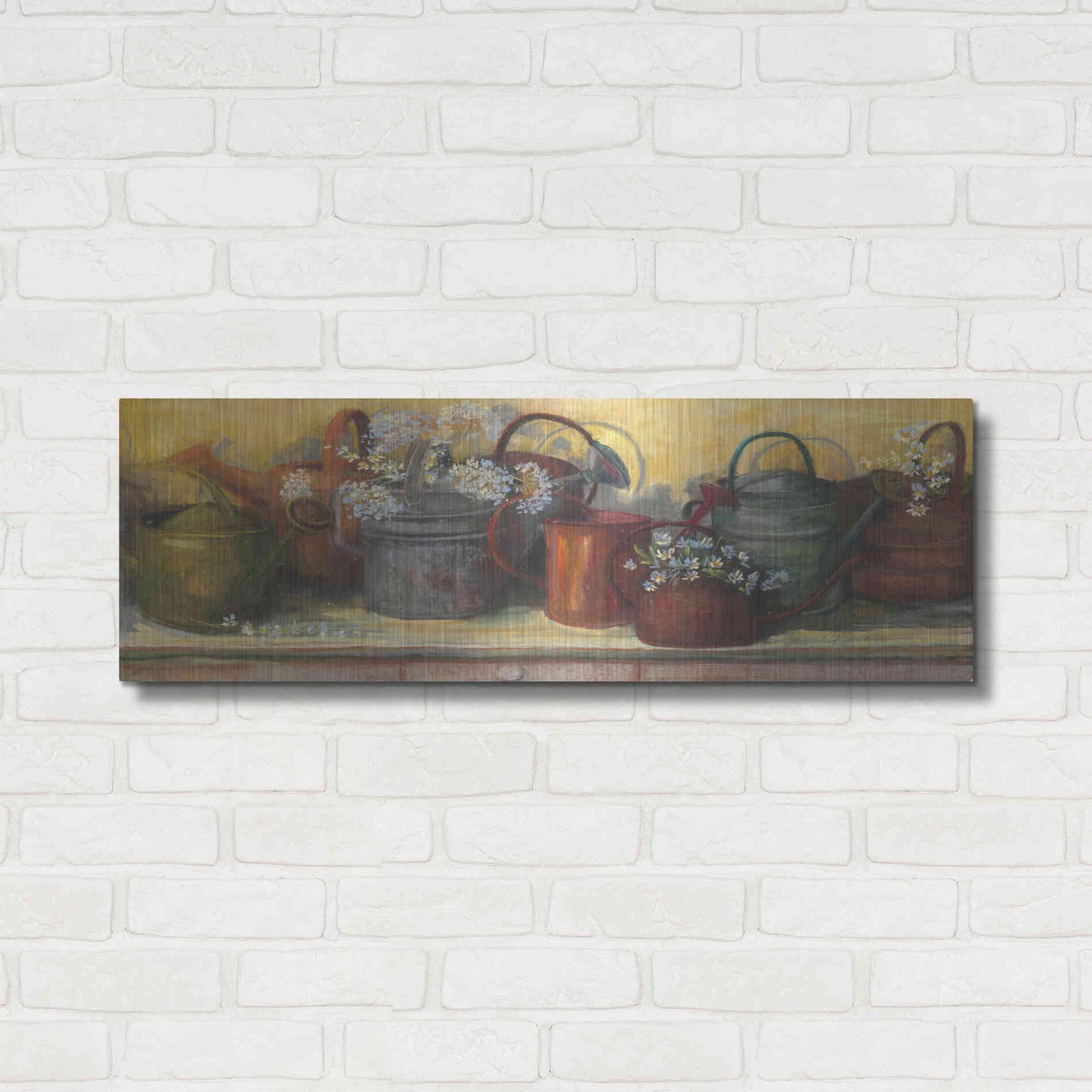 Luxe Metal Art 'Watering Cans' by Carol Rowan, Metal Wall Art,36x12