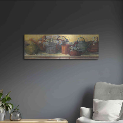 Luxe Metal Art 'Watering Cans' by Carol Rowan, Metal Wall Art,36x12