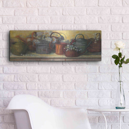 Luxe Metal Art 'Watering Cans' by Carol Rowan, Metal Wall Art,36x12