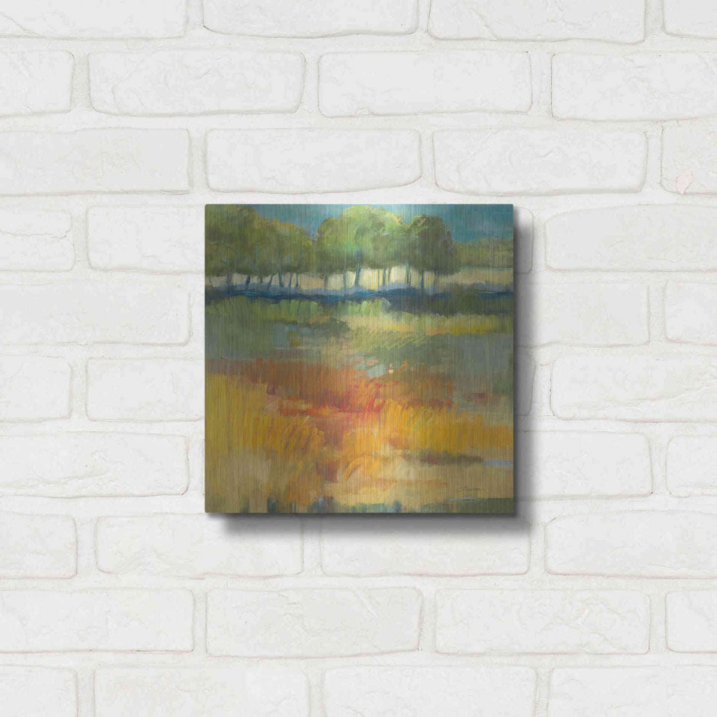 Luxe Metal Art 'Late Summer Landscape I' by Carol Rowan, Metal Wall Art,12x12