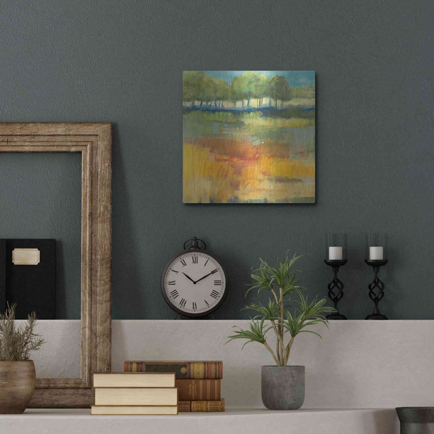 Luxe Metal Art 'Late Summer Landscape I' by Carol Rowan, Metal Wall Art,12x12