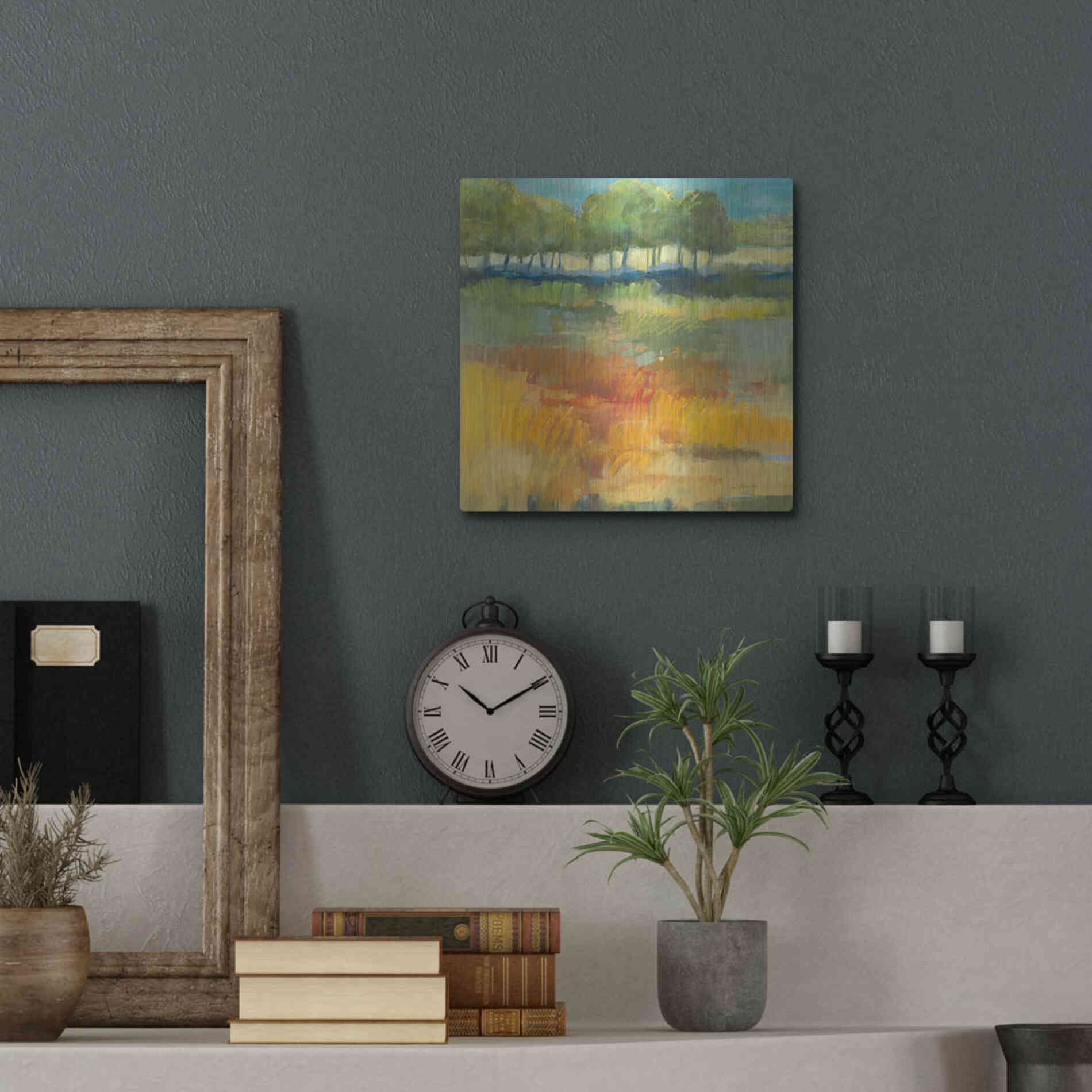 Luxe Metal Art 'Late Summer Landscape I' by Carol Rowan, Metal Wall Art,12x12
