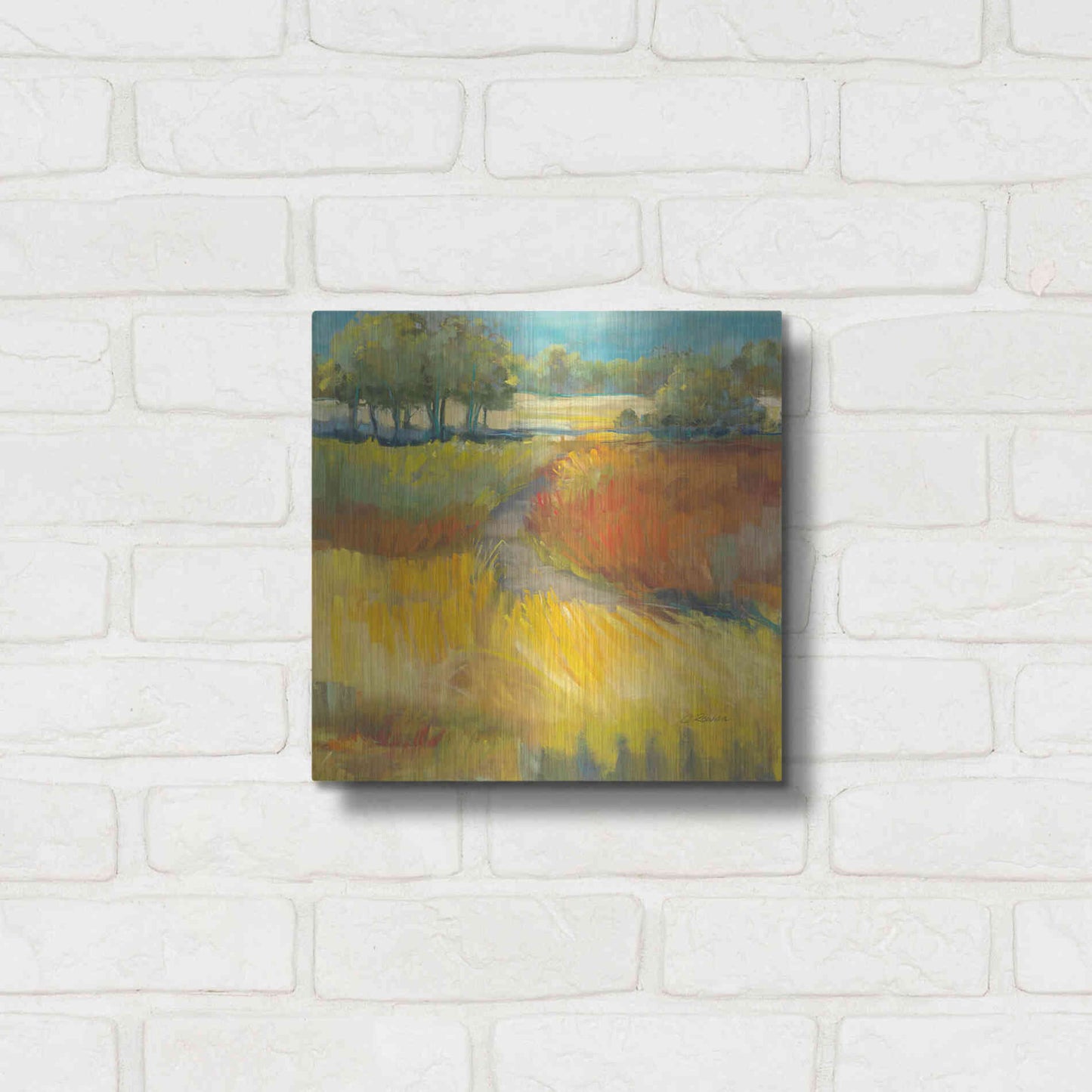 Luxe Metal Art 'Late Summer Landscape II' by Carol Rowan, Metal Wall Art,12x12