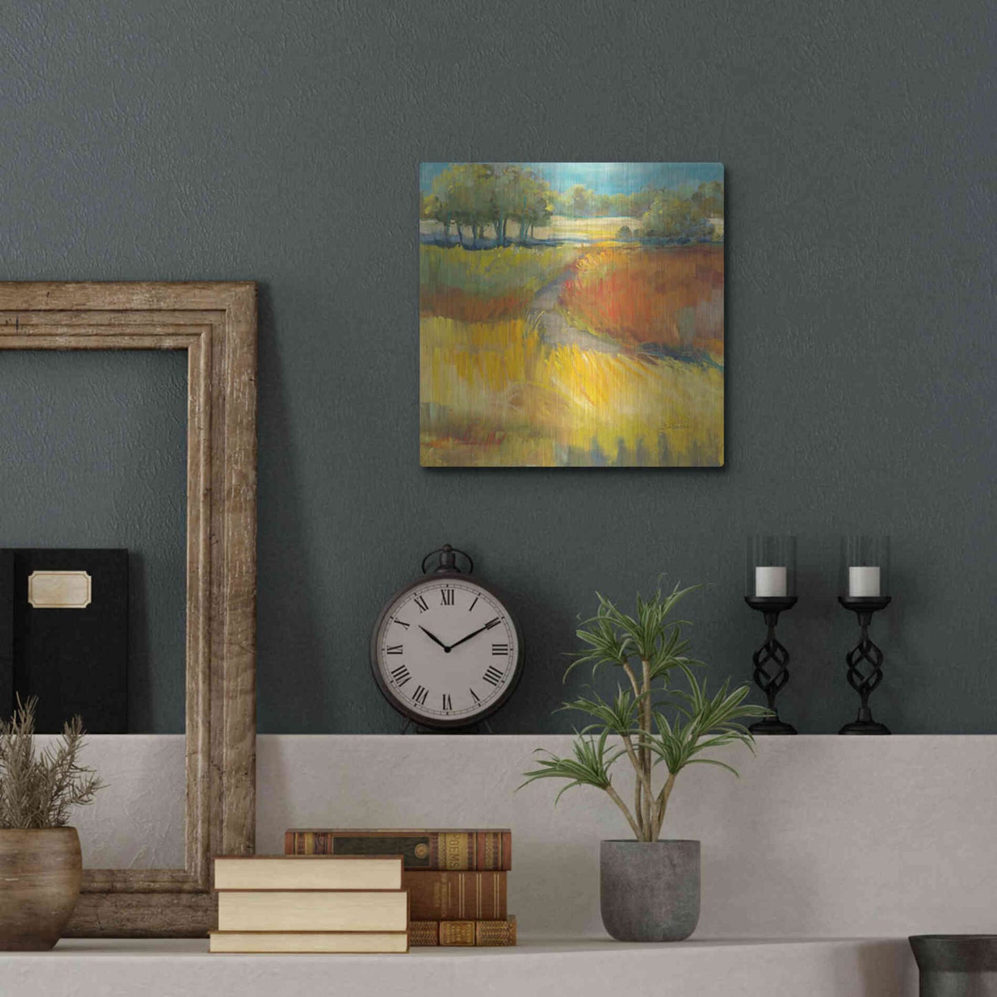 Luxe Metal Art 'Late Summer Landscape II' by Carol Rowan, Metal Wall Art,12x12