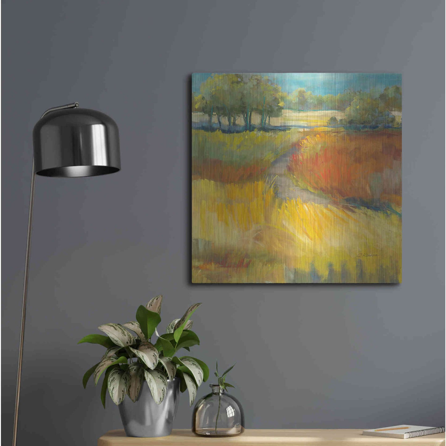 Luxe Metal Art 'Late Summer Landscape II' by Carol Rowan, Metal Wall Art,24x24