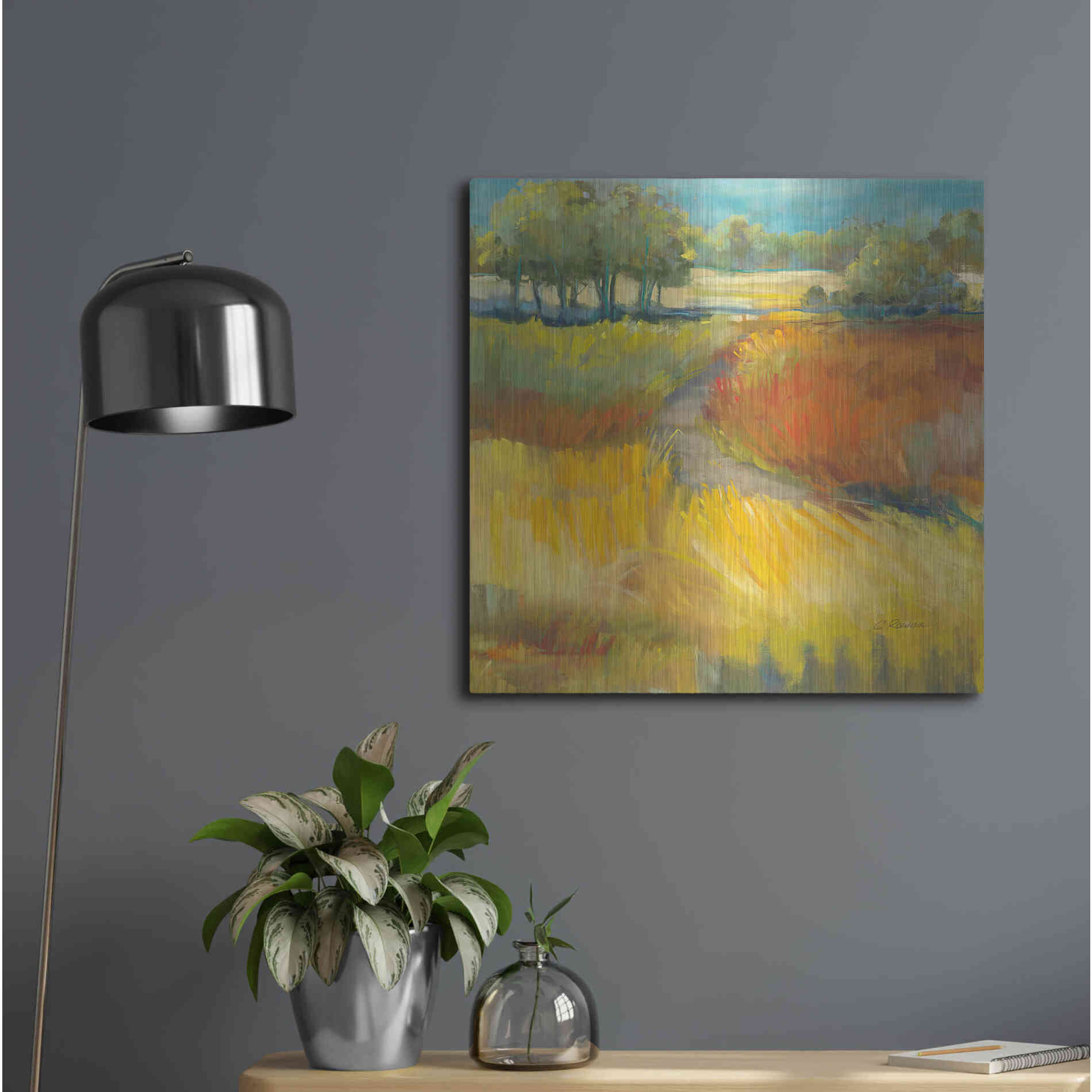 Luxe Metal Art 'Late Summer Landscape II' by Carol Rowan, Metal Wall Art,24x24