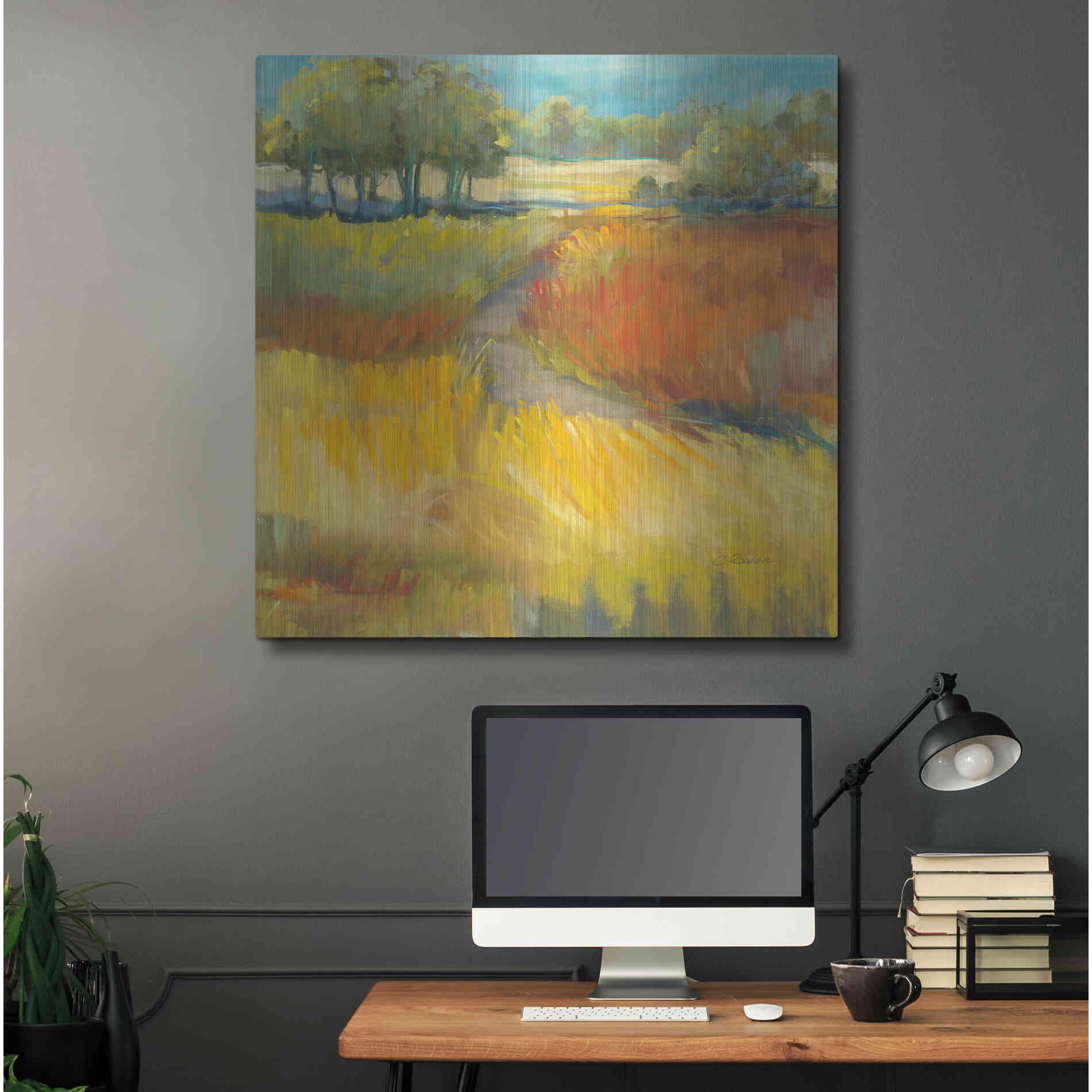 Luxe Metal Art 'Late Summer Landscape II' by Carol Rowan, Metal Wall Art,36x36