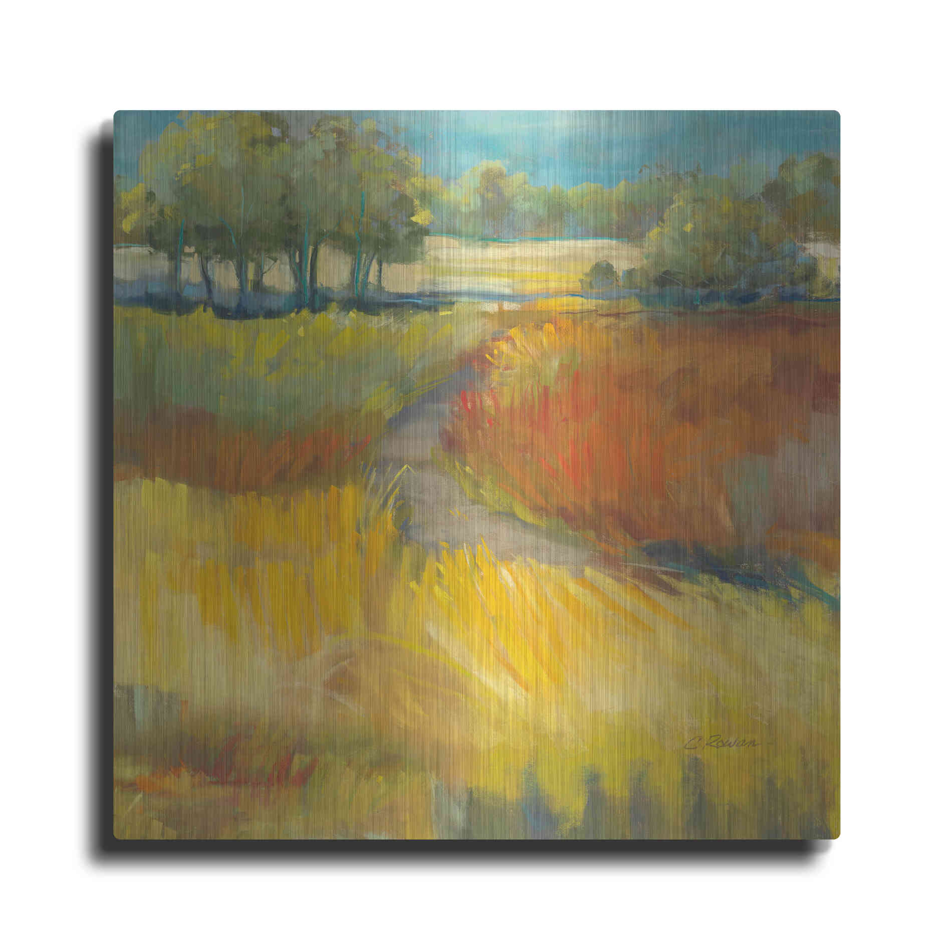 Luxe Metal Art 'Late Summer Landscape II' by Carol Rowan, Metal Wall Art