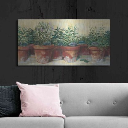 Luxe Metal Art 'Potted Herbs I' by Carol Rowan, Metal Wall Art,48x24