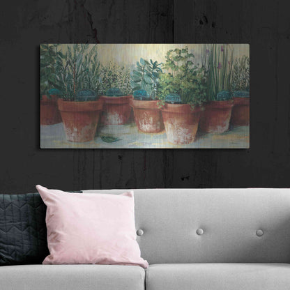 Luxe Metal Art 'Potted Herbs II' by Carol Rowan, Metal Wall Art,48x24