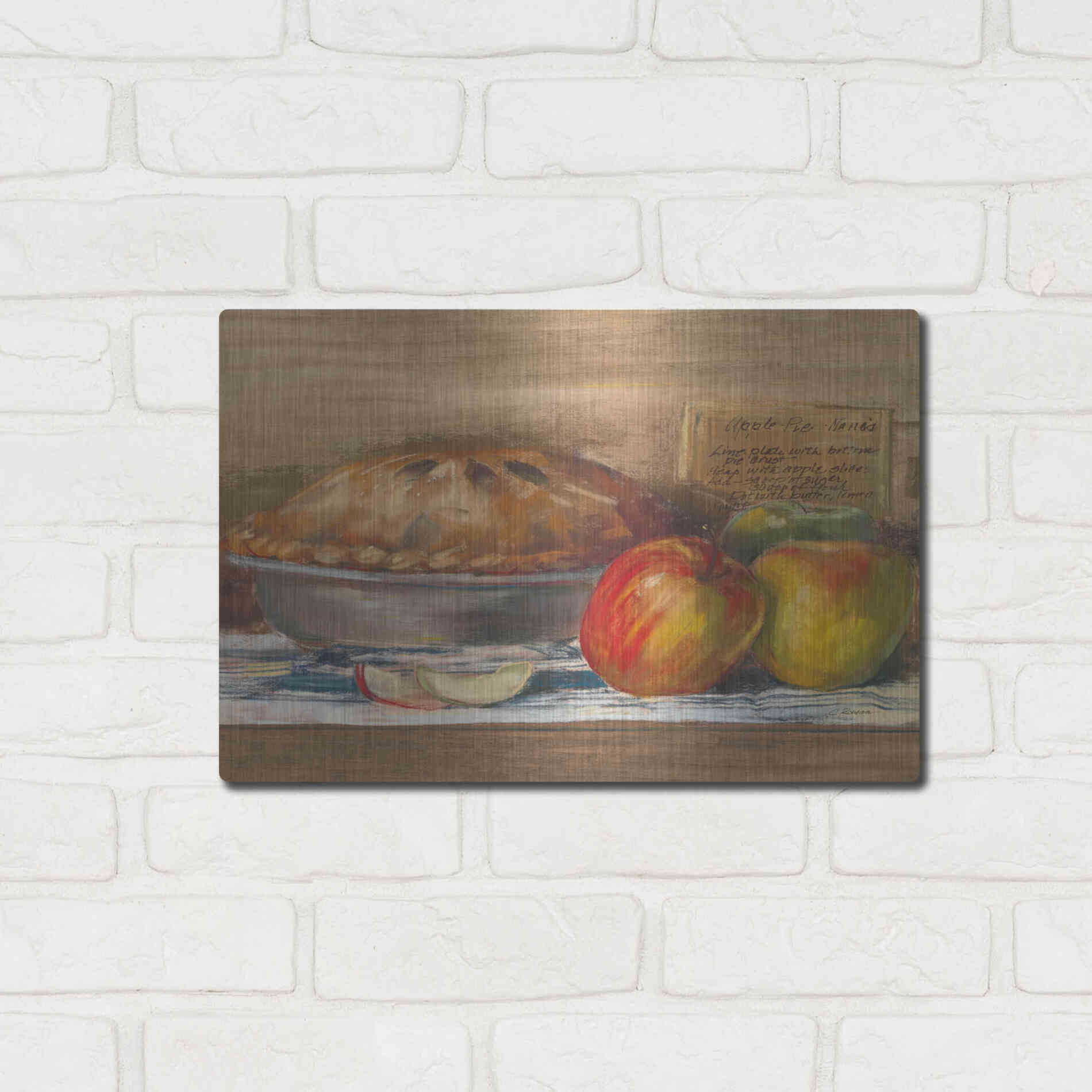 Luxe Metal Art 'Apple Pie' by Carol Rowan, Metal Wall Art,16x12