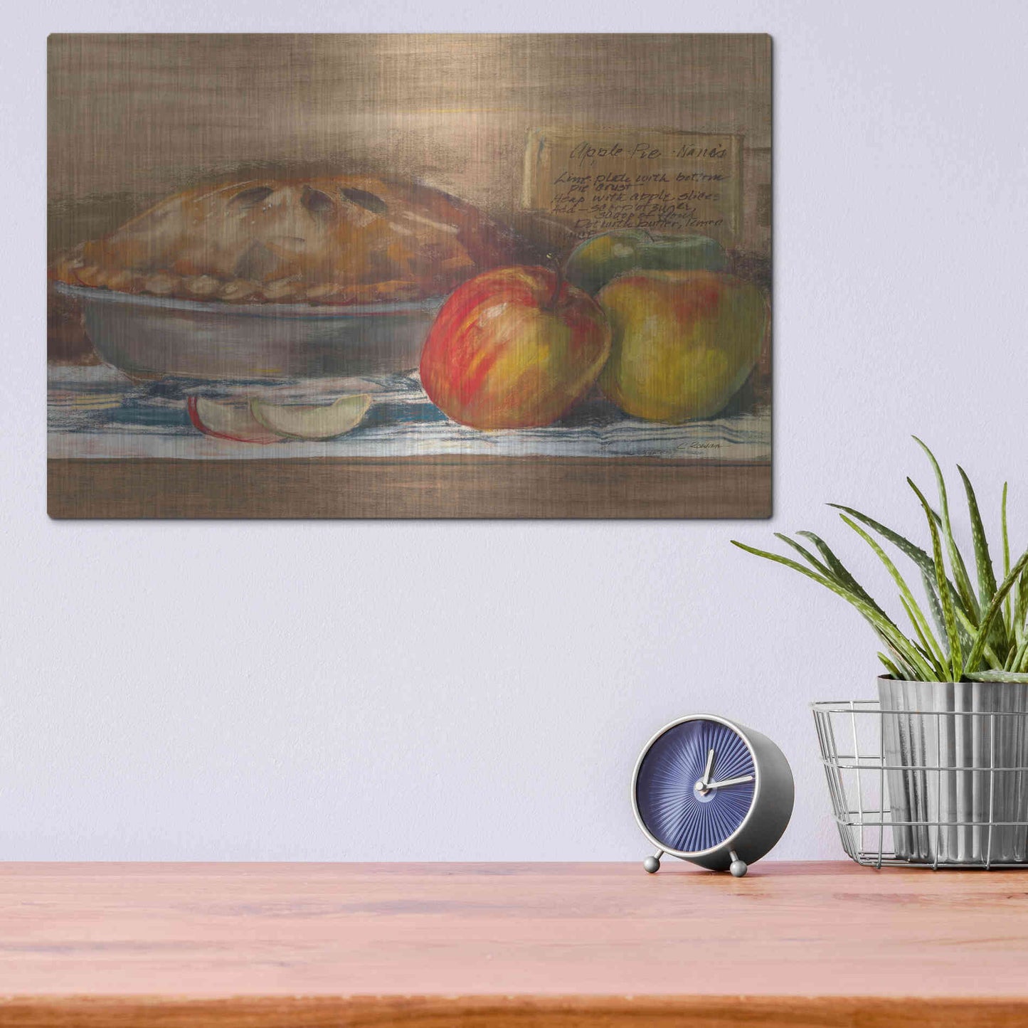 Luxe Metal Art 'Apple Pie' by Carol Rowan, Metal Wall Art,16x12
