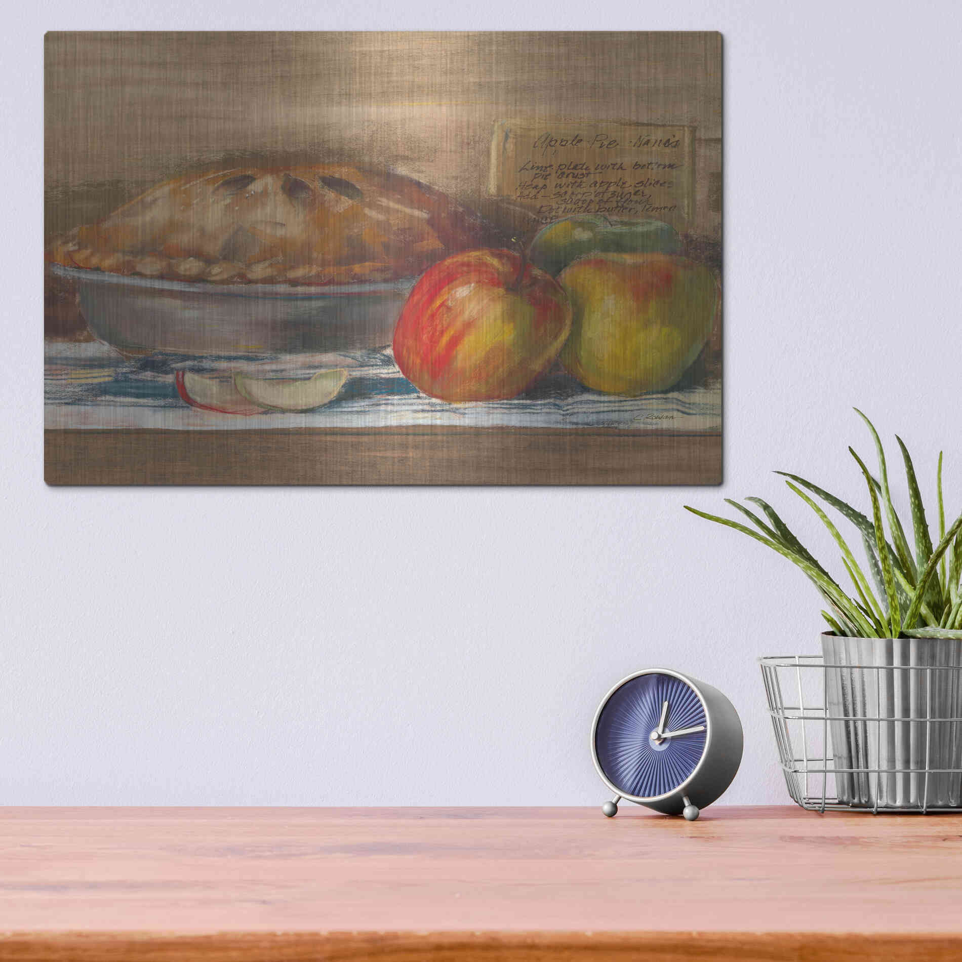 Luxe Metal Art 'Apple Pie' by Carol Rowan, Metal Wall Art,16x12