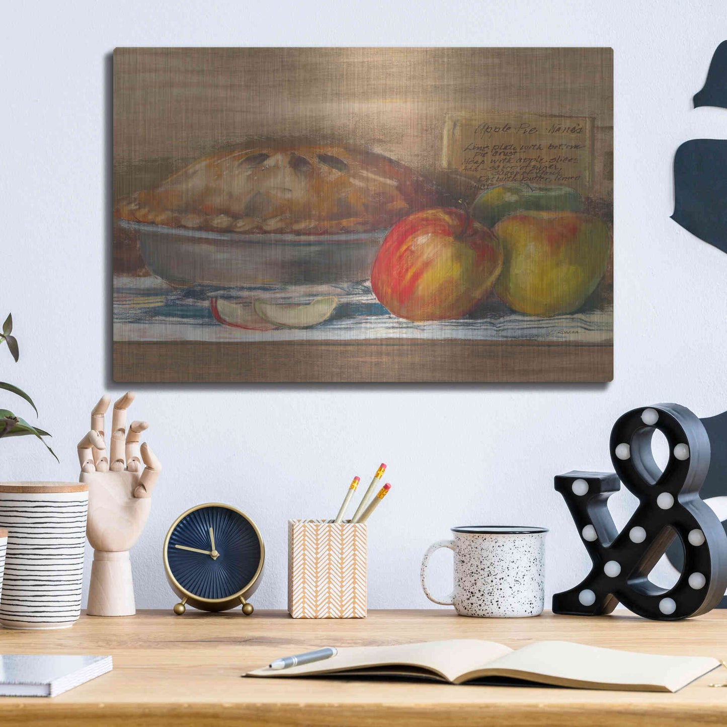Luxe Metal Art 'Apple Pie' by Carol Rowan, Metal Wall Art,16x12