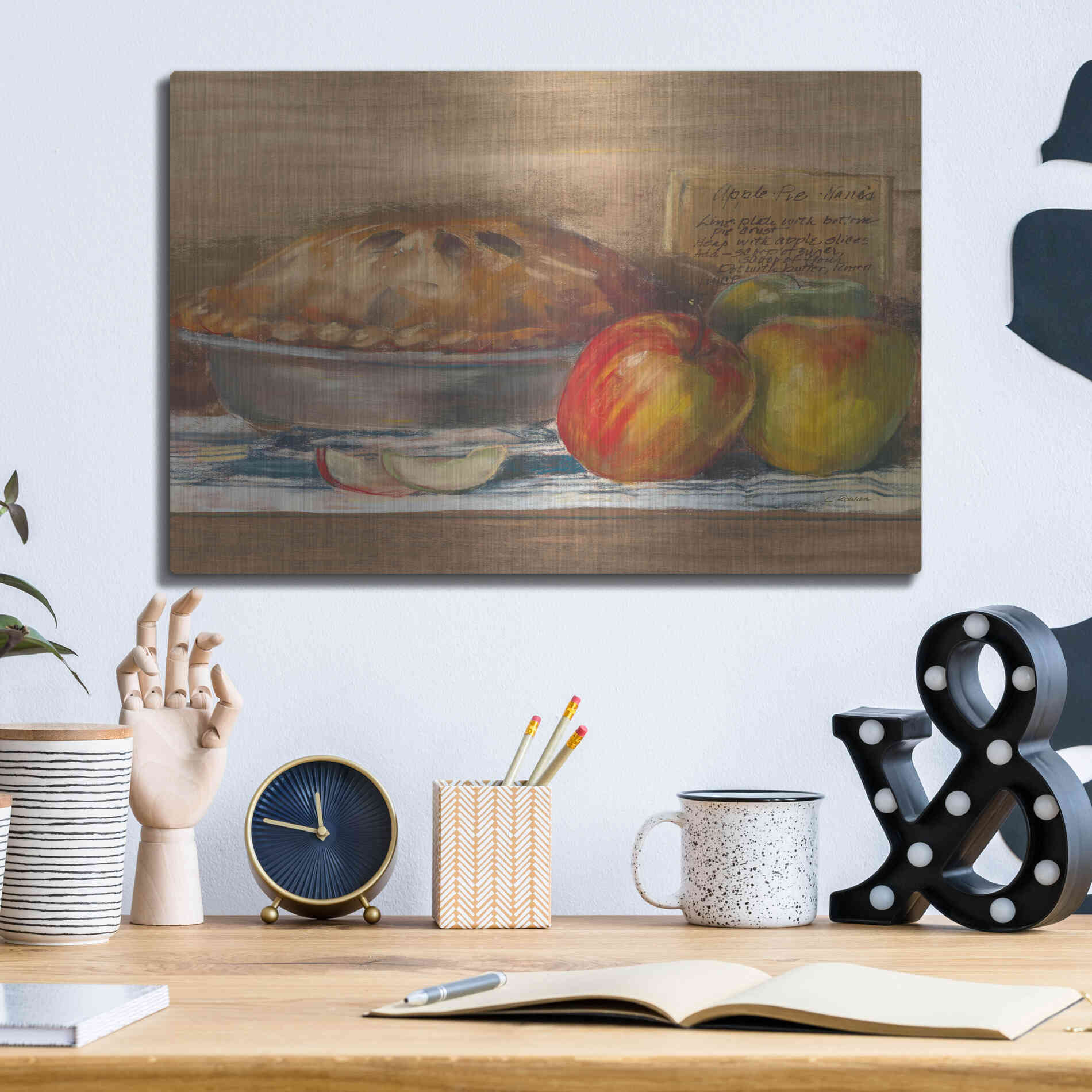 Luxe Metal Art 'Apple Pie' by Carol Rowan, Metal Wall Art,16x12
