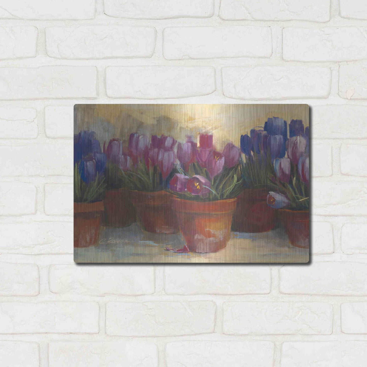 Luxe Metal Art 'Spring Crocus' by Carol Rowan, Metal Wall Art,16x12