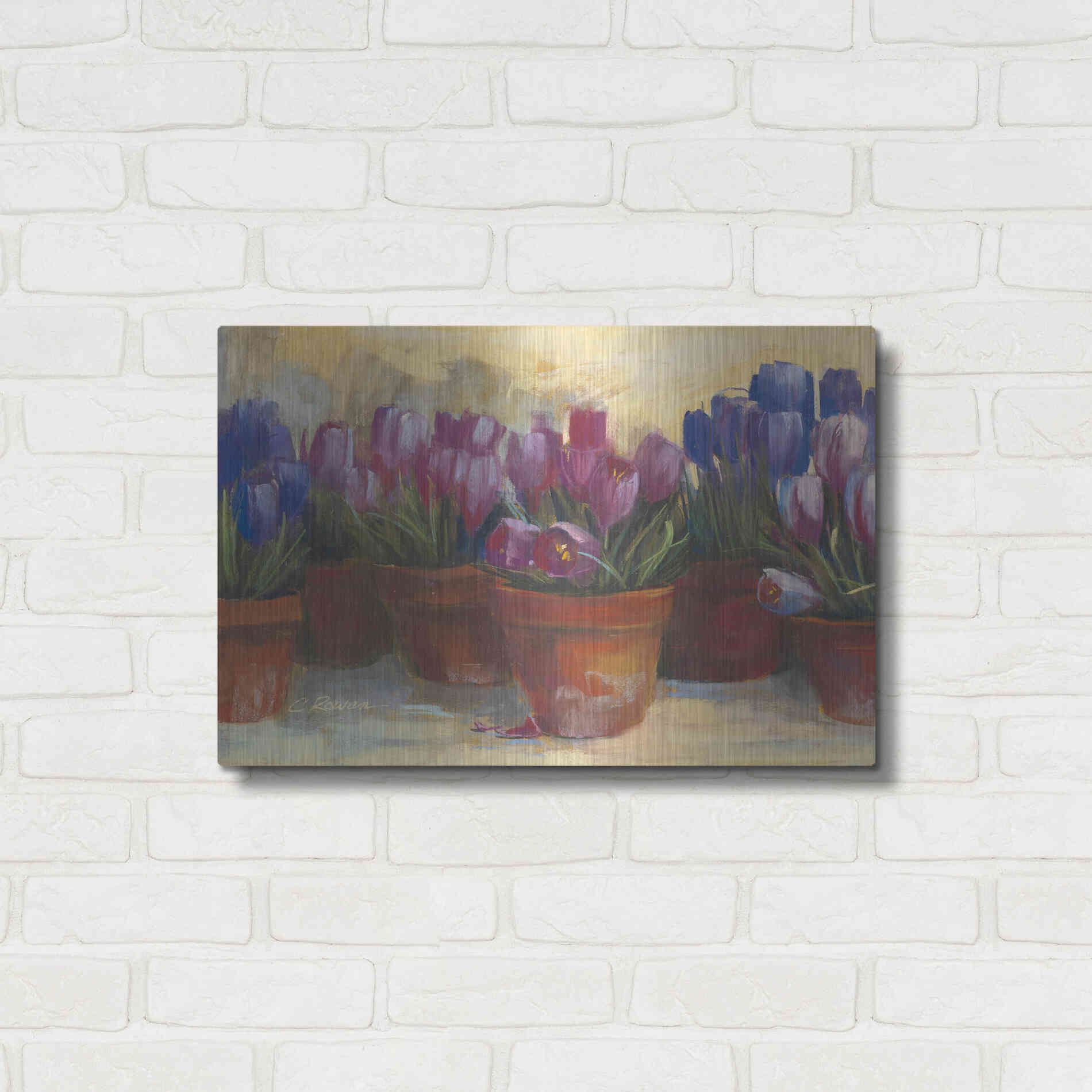 Luxe Metal Art 'Spring Crocus' by Carol Rowan, Metal Wall Art,24x16