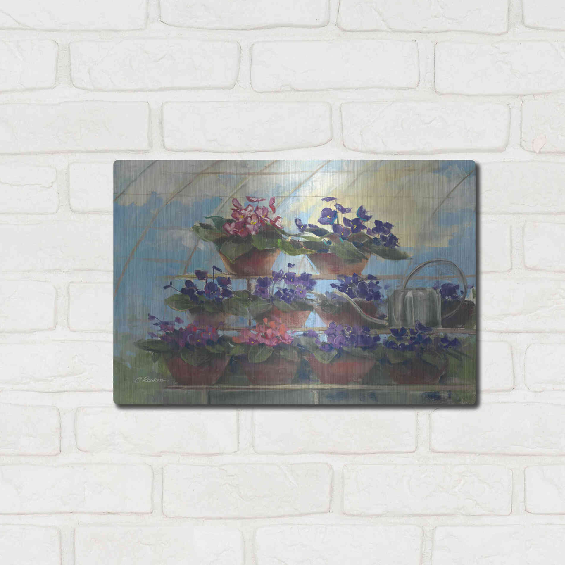 Luxe Metal Art 'Violets' by Carol Rowan, Metal Wall Art,16x12