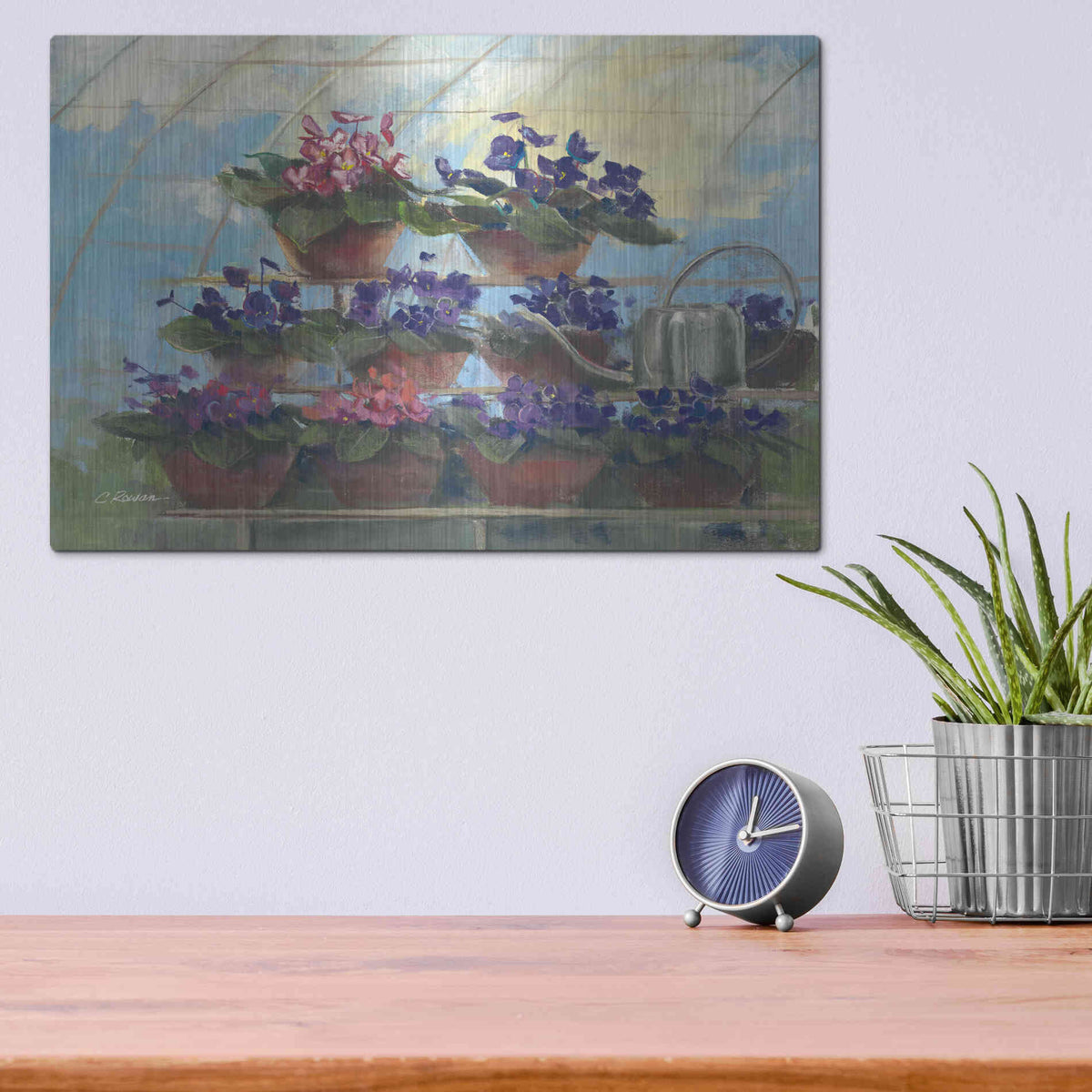 Luxe Metal Art 'Violets' by Carol Rowan, Metal Wall Art,16x12
