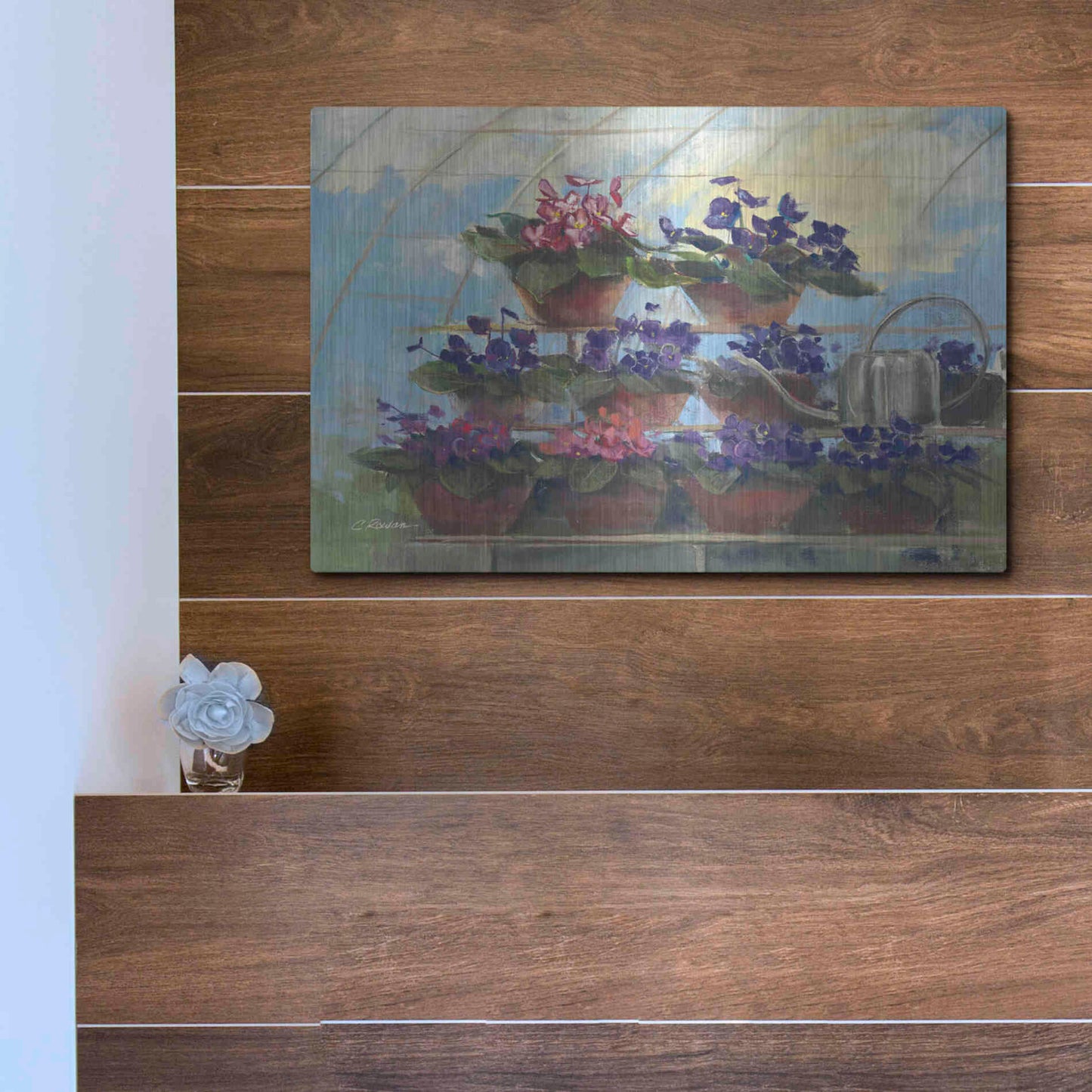 Luxe Metal Art 'Violets' by Carol Rowan, Metal Wall Art,16x12