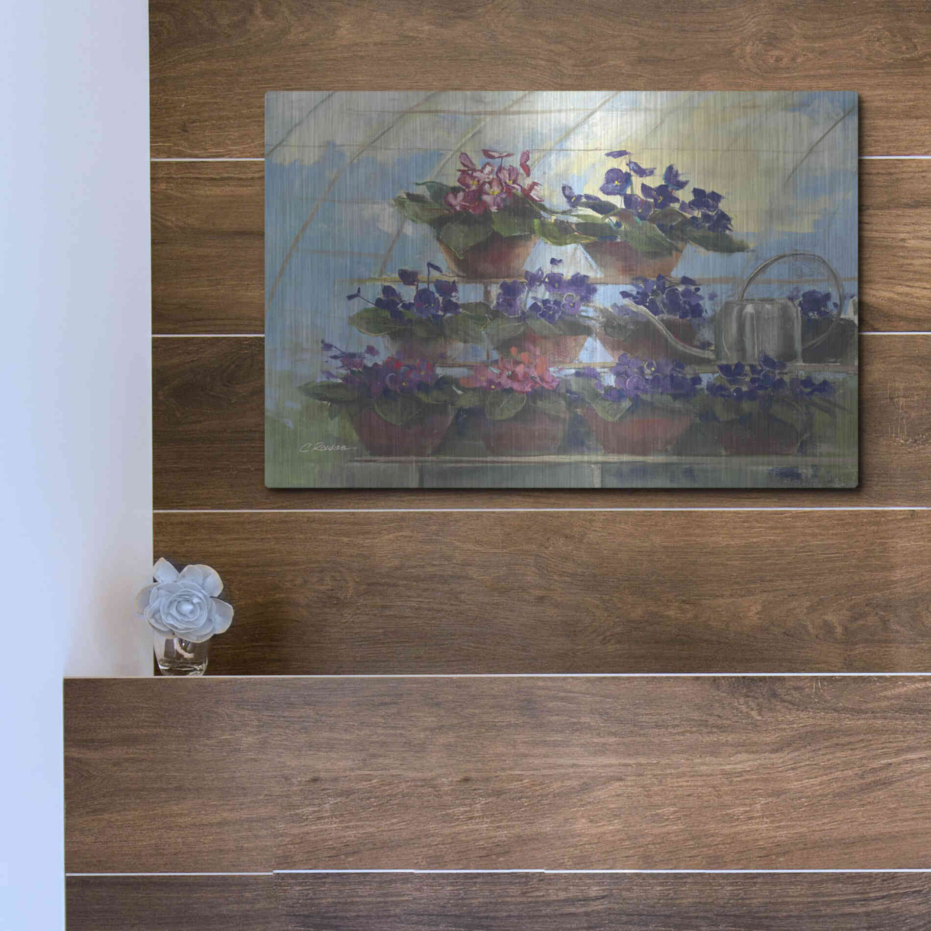 Luxe Metal Art 'Violets' by Carol Rowan, Metal Wall Art,16x12