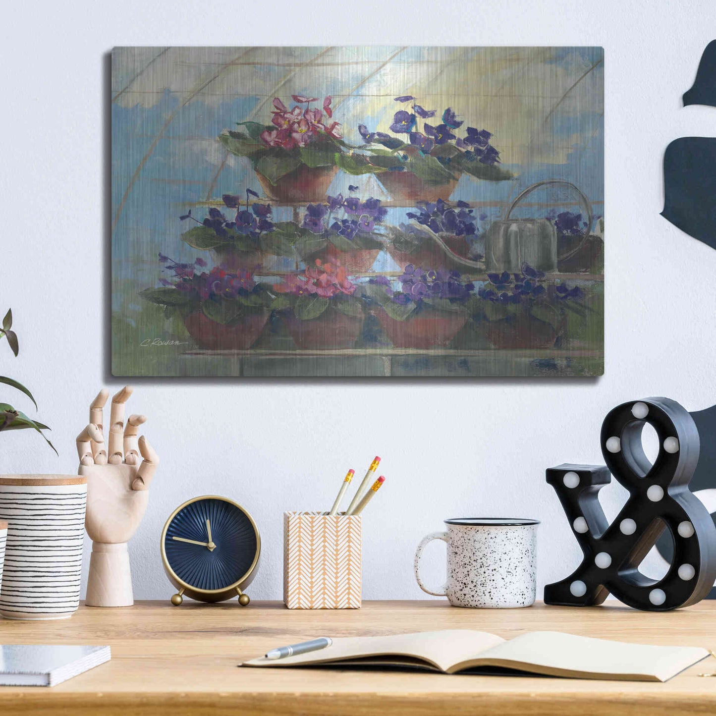 Luxe Metal Art 'Violets' by Carol Rowan, Metal Wall Art,16x12